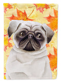 Pug Fall House Flag 28x40 Porch Sleeve Pole Decorative Outside Yard Banner Artwork Wall Hanging, Polyester