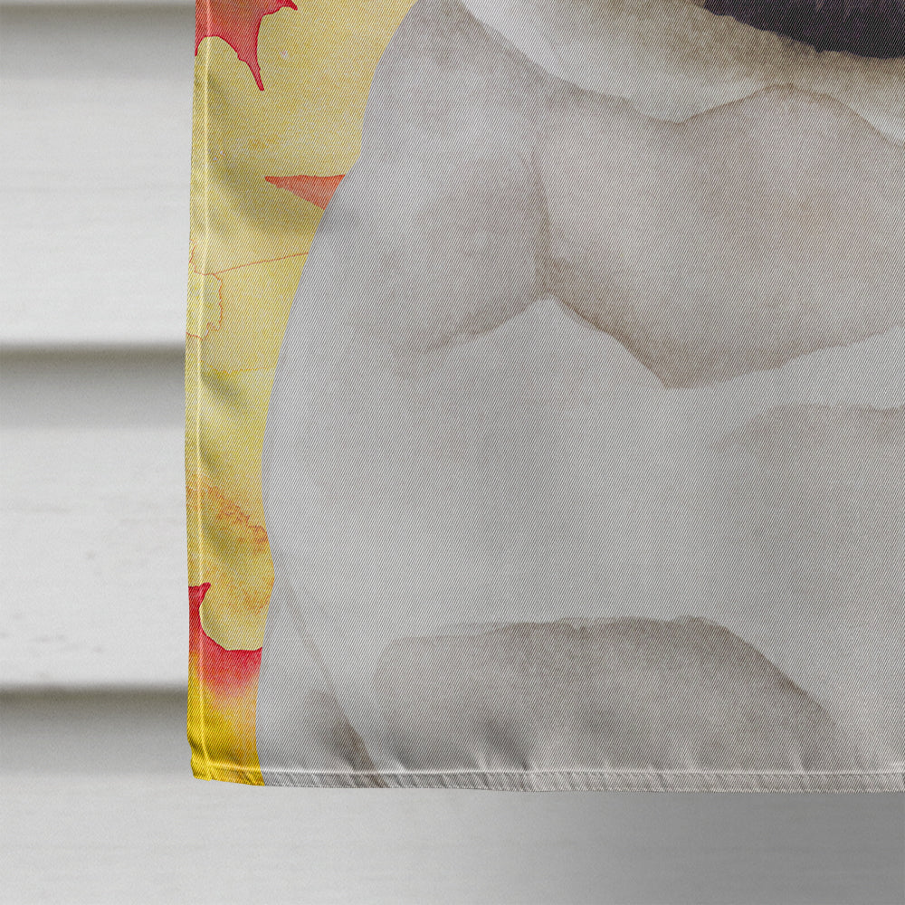Pug Fall House Flag 28x40 Porch Sleeve Pole Decorative Outside Yard Banner Artwork Wall Hanging, Polyester