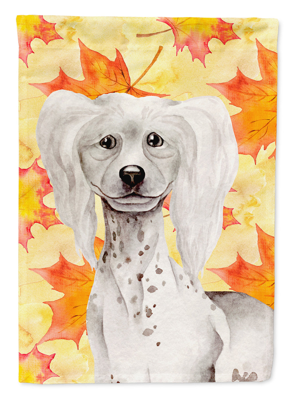 Chinese Crested Fall House Flag 28x40 Porch Sleeve Pole Decorative Outside Yard Banner Artwork Wall Hanging, Polyester