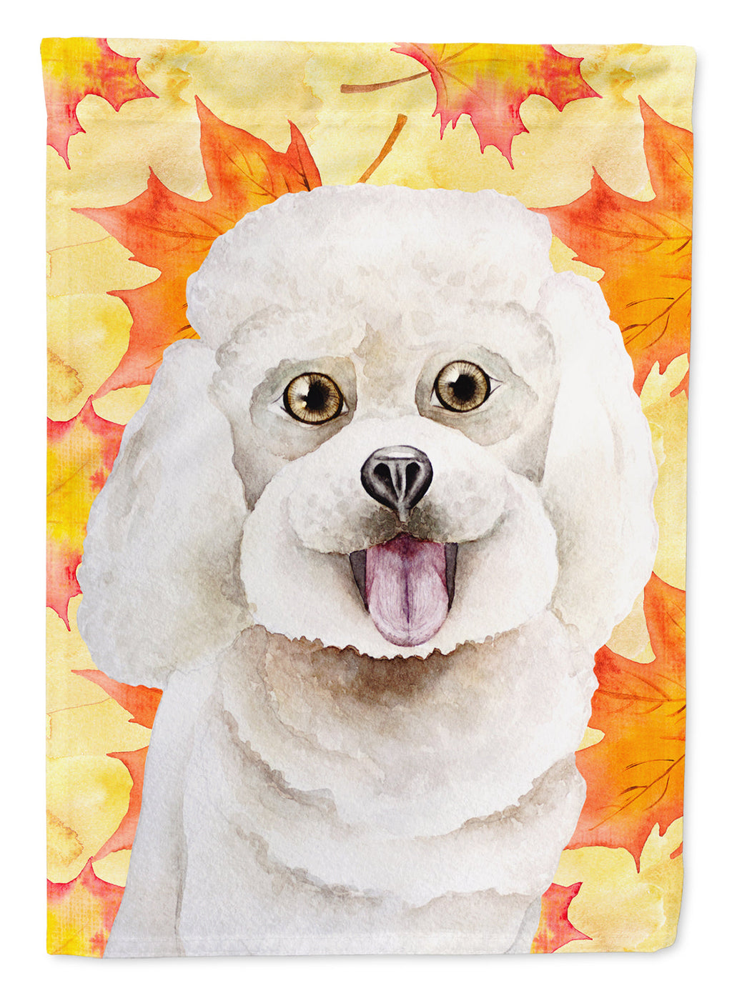 Bichon Frise Fall House Flag 28x40 Porch Sleeve Pole Decorative Outside Yard Banner Artwork Wall Hanging, Polyester