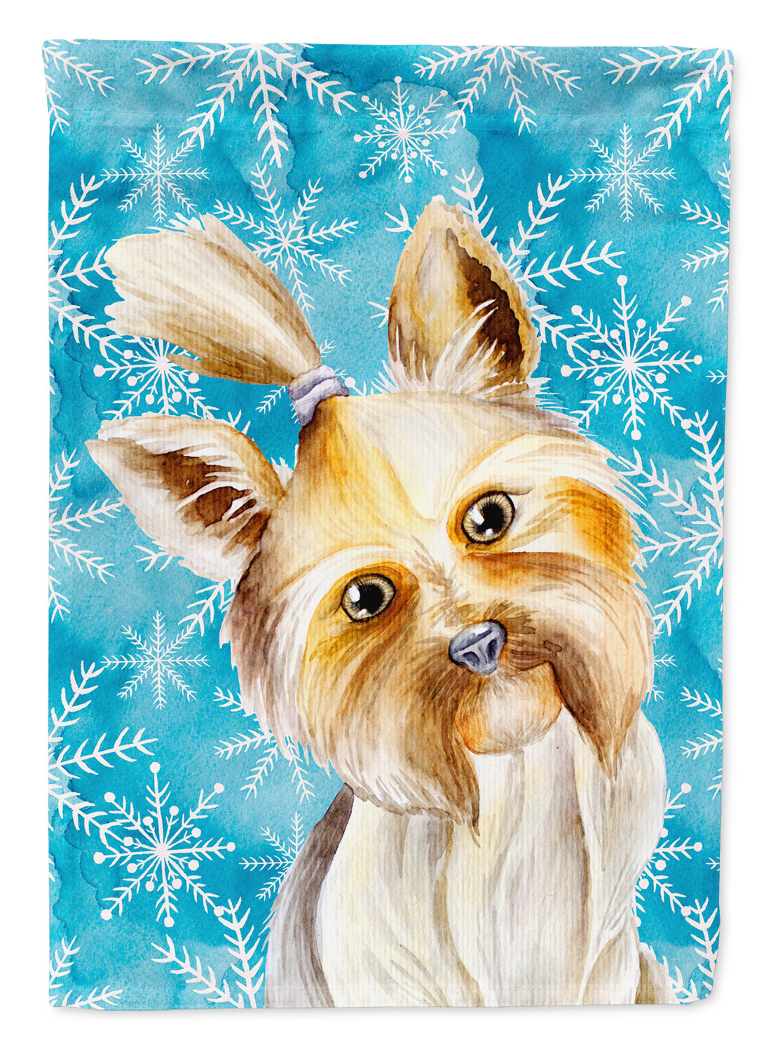 Yorkie Yorkshier Terrier Winter House Flag 28x40 Porch Sleeve Pole Decorative Outside Yard Banner Artwork Wall Hanging, Polyester