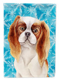 Cavalier Spaniel Winter House Flag 28x40 Porch Sleeve Pole Decorative Outside Yard Banner Artwork Wall Hanging, Polyester