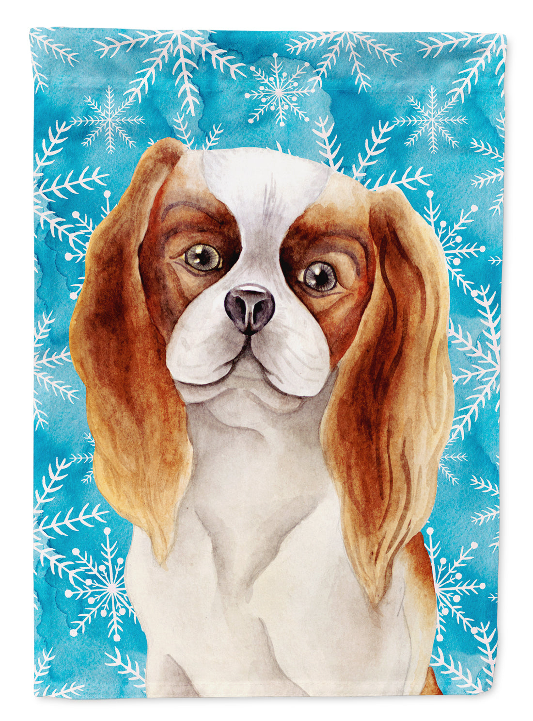 Cavalier Spaniel Winter House Flag 28x40 Porch Sleeve Pole Decorative Outside Yard Banner Artwork Wall Hanging, Polyester