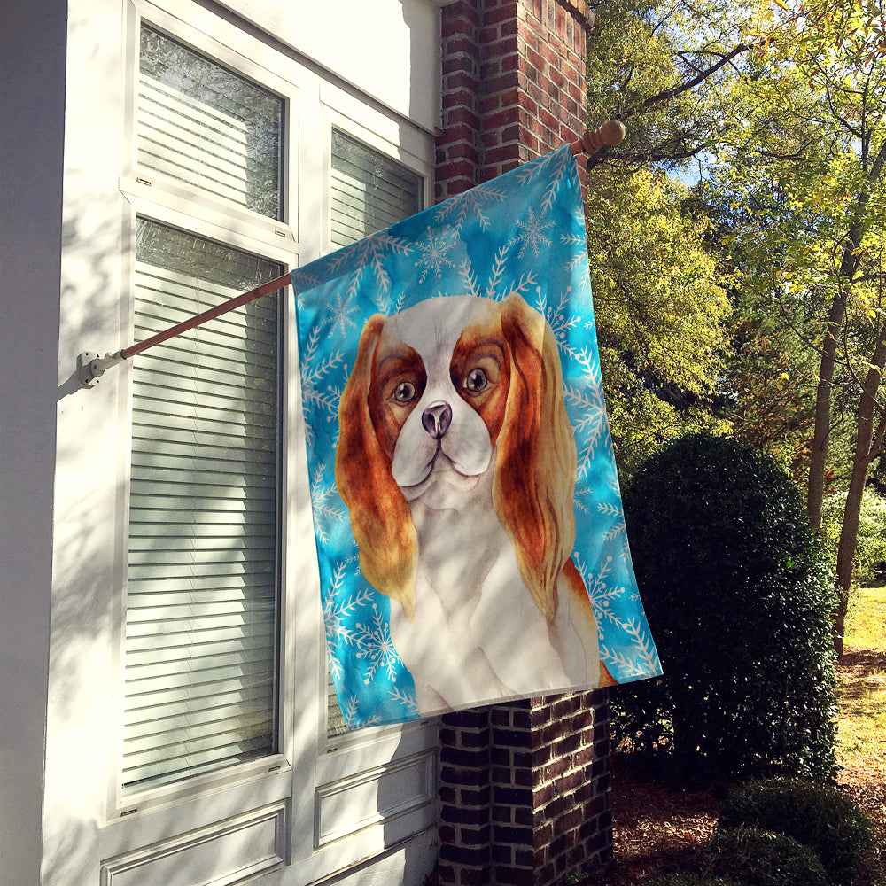 Cavalier Spaniel Winter House Flag 28x40 Porch Sleeve Pole Decorative Outside Yard Banner Artwork Wall Hanging, Polyester