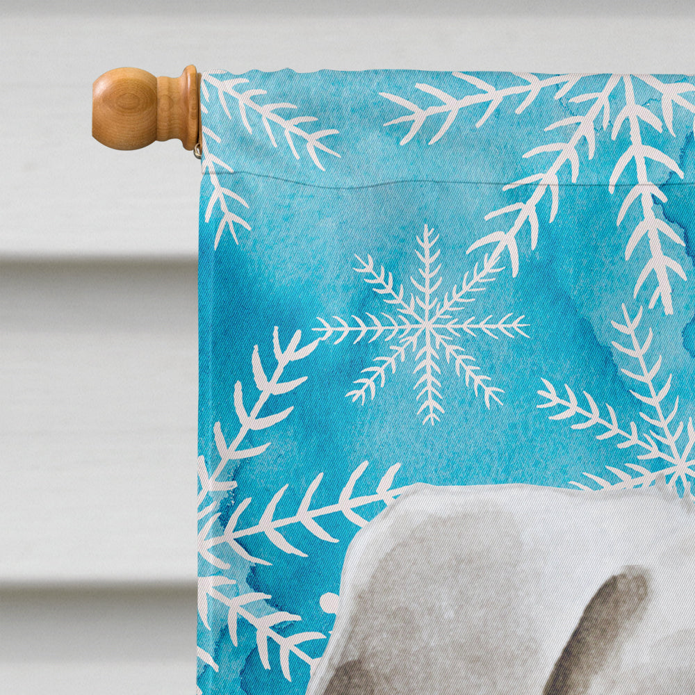Pug Winter House Flag 28x40 Porch Sleeve Pole Decorative Outside Yard Banner Artwork Wall Hanging, Polyester
