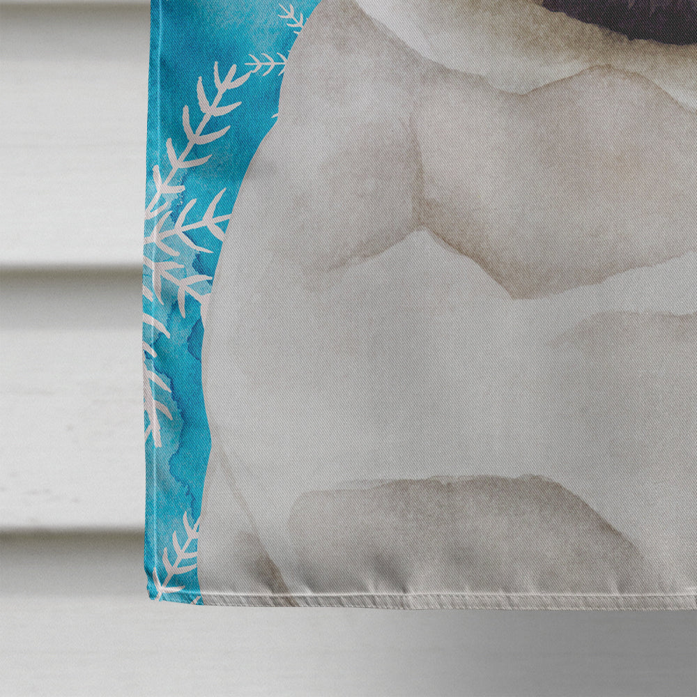 Pug Winter House Flag 28x40 Porch Sleeve Pole Decorative Outside Yard Banner Artwork Wall Hanging, Polyester
