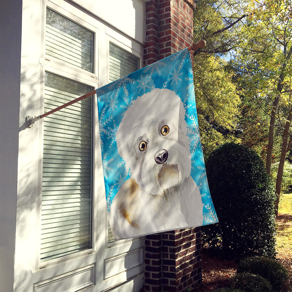 Dandie Dinmont Winter House Flag 28x40 Porch Sleeve Pole Decorative Outside Yard Banner Artwork Wall Hanging, Polyester