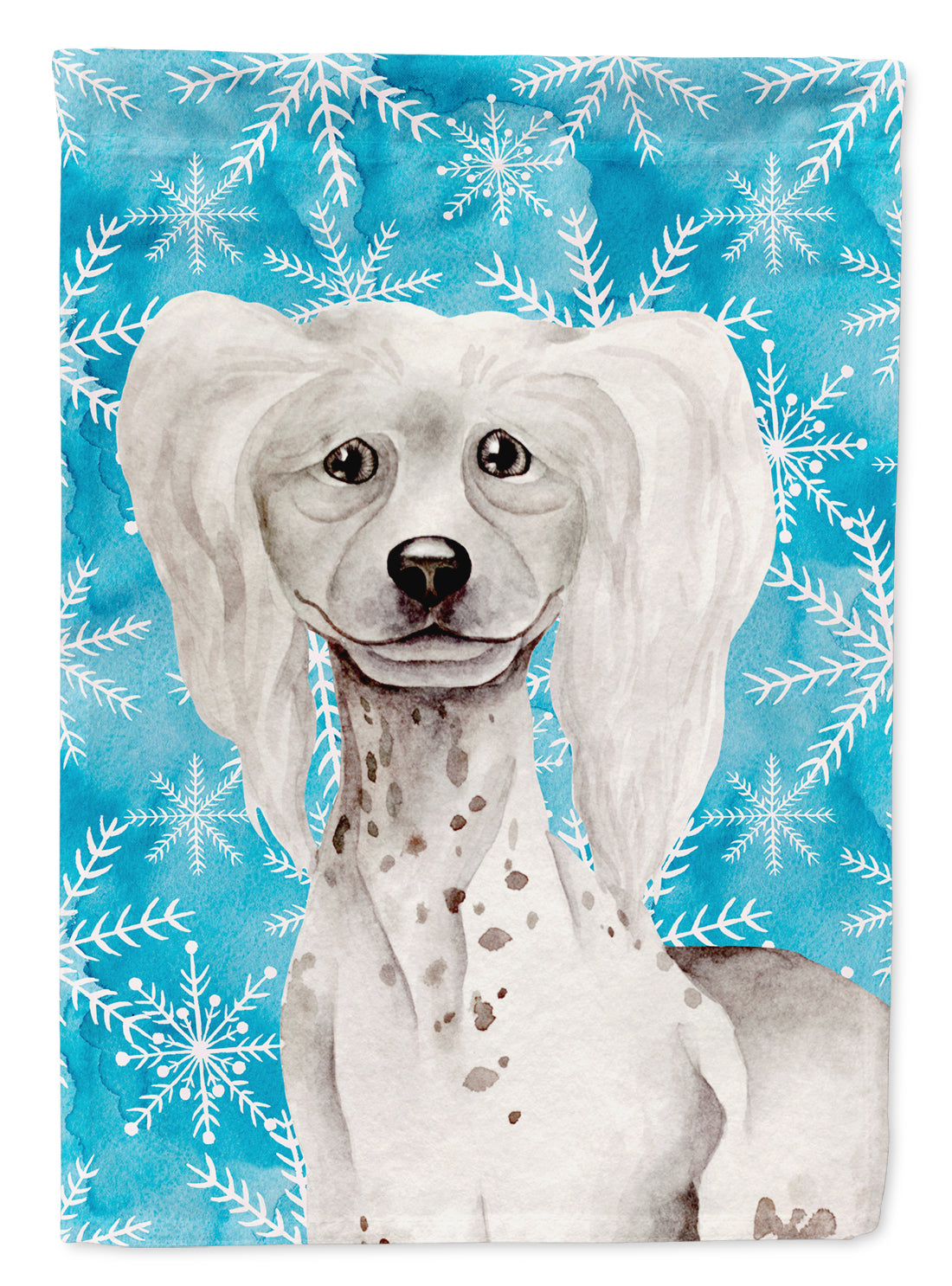Chinese Crested Winter House Flag 28x40 Porch Sleeve Pole Decorative Outside Yard Banner Artwork Wall Hanging, Polyester