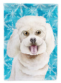 Bichon Frise Winter House Flag 28x40 Porch Sleeve Pole Decorative Outside Yard Banner Artwork Wall Hanging, Polyester