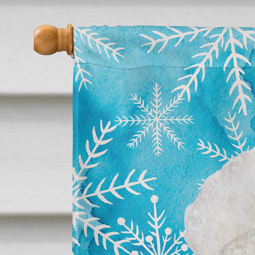Bichon Frise Winter House Flag 28x40 Porch Sleeve Pole Decorative Outside Yard Banner Artwork Wall Hanging, Polyester