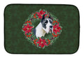 Harlequin Great Dane Poinsetta Wreath Dish Drying Mat Absorbent Dish Drying Mat Pad for Kitchen Counter Dish Drainer Mat for Countertop, 14 x 21", Multicolor