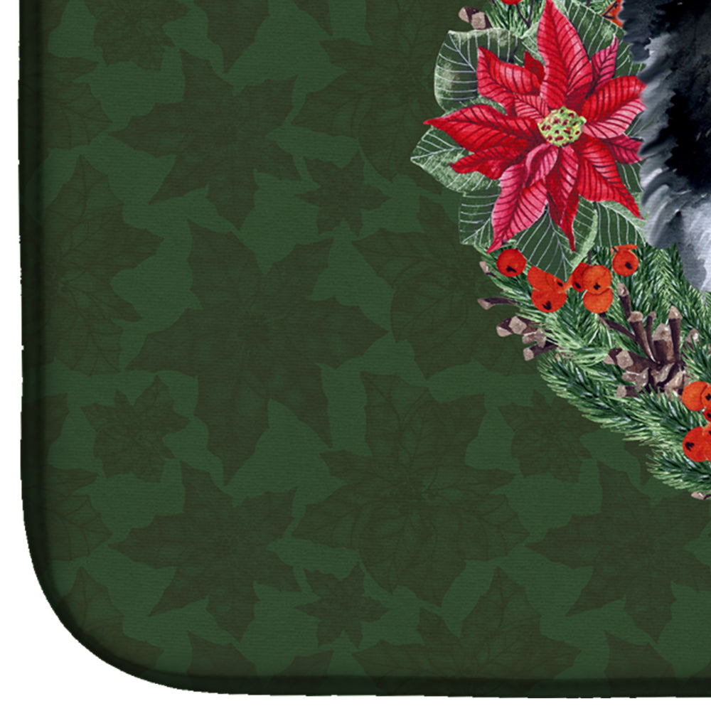Bernese Mountain Dog Poinsetta Wreath Dish Drying Mat Absorbent Dish Drying Mat Pad for Kitchen Counter Dish Drainer Mat for Countertop, 14 x 21", Multicolor