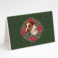 Smooth Fox Terrier Poinsetta Wreath Greeting Cards Pack of 8 Blank Cards with Envelopes Whimsical A7 Size 5x7