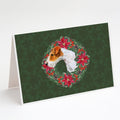 Fox Terrier Poinsetta Wreath Greeting Cards Pack of 8 Blank Cards with Envelopes Whimsical A7 Size 5x7