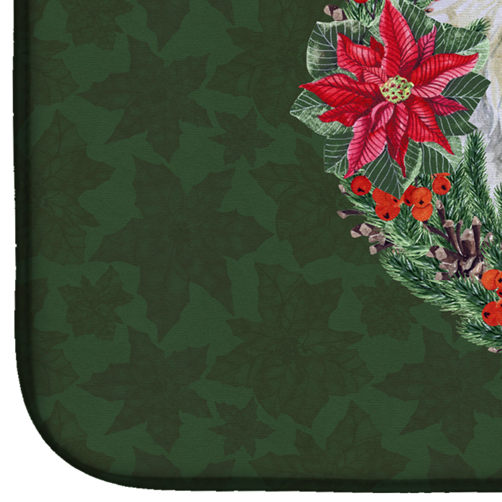 Maltese Poinsetta Wreath Dish Drying Mat Absorbent Dish Drying Mat Pad for Kitchen Counter Dish Drainer Mat for Countertop, 14 x 21", Multicolor