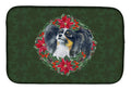 Papillon Poinsetta Wreath Dish Drying Mat Absorbent Dish Drying Mat Pad for Kitchen Counter Dish Drainer Mat for Countertop, 14 x 21", Multicolor