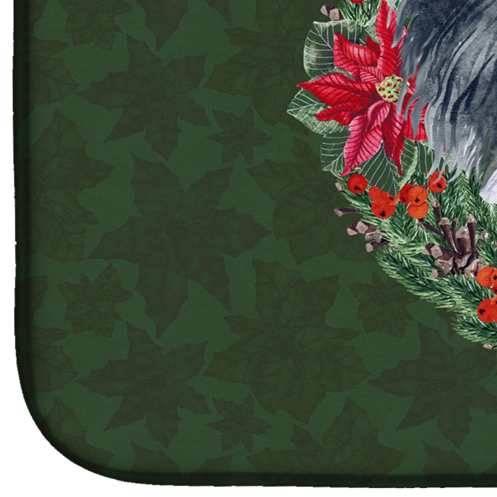 Papillon Poinsetta Wreath Dish Drying Mat Absorbent Dish Drying Mat Pad for Kitchen Counter Dish Drainer Mat for Countertop, 14 x 21", Multicolor