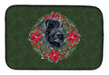 Giant Schnauzer Poinsetta Wreath Dish Drying Mat Absorbent Dish Drying Mat Pad for Kitchen Counter Dish Drainer Mat for Countertop, 14 x 21", Multicolor
