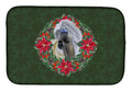 Shih Tzu Poinsetta Wreath Dish Drying Mat Absorbent Dish Drying Mat Pad for Kitchen Counter Dish Drainer Mat for Countertop, 14 x 21", Multicolor