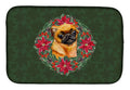 Small Brabant Griffon Poinsetta Wreath Dish Drying Mat Absorbent Dish Drying Mat Pad for Kitchen Counter Dish Drainer Mat for Countertop, 14 x 21", Multicolor