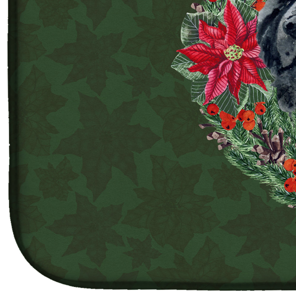 Newfoundland Poinsetta Wreath Dish Drying Mat Absorbent Dish Drying Mat Pad for Kitchen Counter Dish Drainer Mat for Countertop, 14 x 21", Multicolor