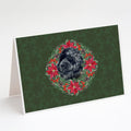Newfoundland Poinsetta Wreath Greeting Cards Pack of 8 Blank Cards with Envelopes Whimsical A7 Size 5x7