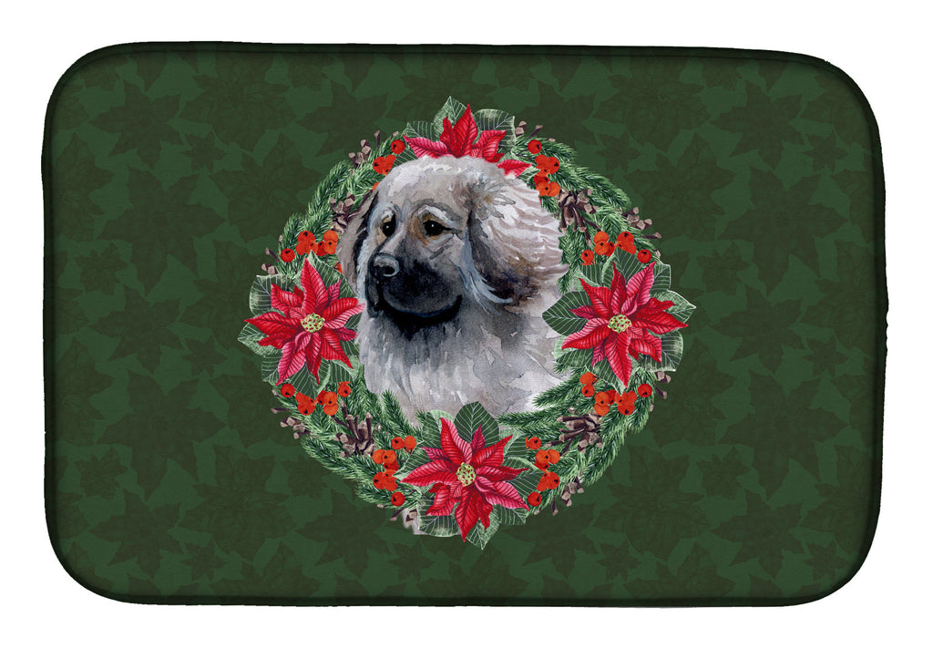 Moscow Watchdog Poinsetta Wreath Dish Drying Mat Absorbent Dish Drying Mat Pad for Kitchen Counter Dish Drainer Mat for Countertop, 14 x 21", Multicolor