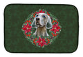 Weimaraner Poinsetta Wreath Dish Drying Mat Absorbent Dish Drying Mat Pad for Kitchen Counter Dish Drainer Mat for Countertop, 14 x 21", Multicolor