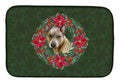Thai Ridgeback Poinsetta Wreath Dish Drying Mat Absorbent Dish Drying Mat Pad for Kitchen Counter Dish Drainer Mat for Countertop, 14 x 21", Multicolor