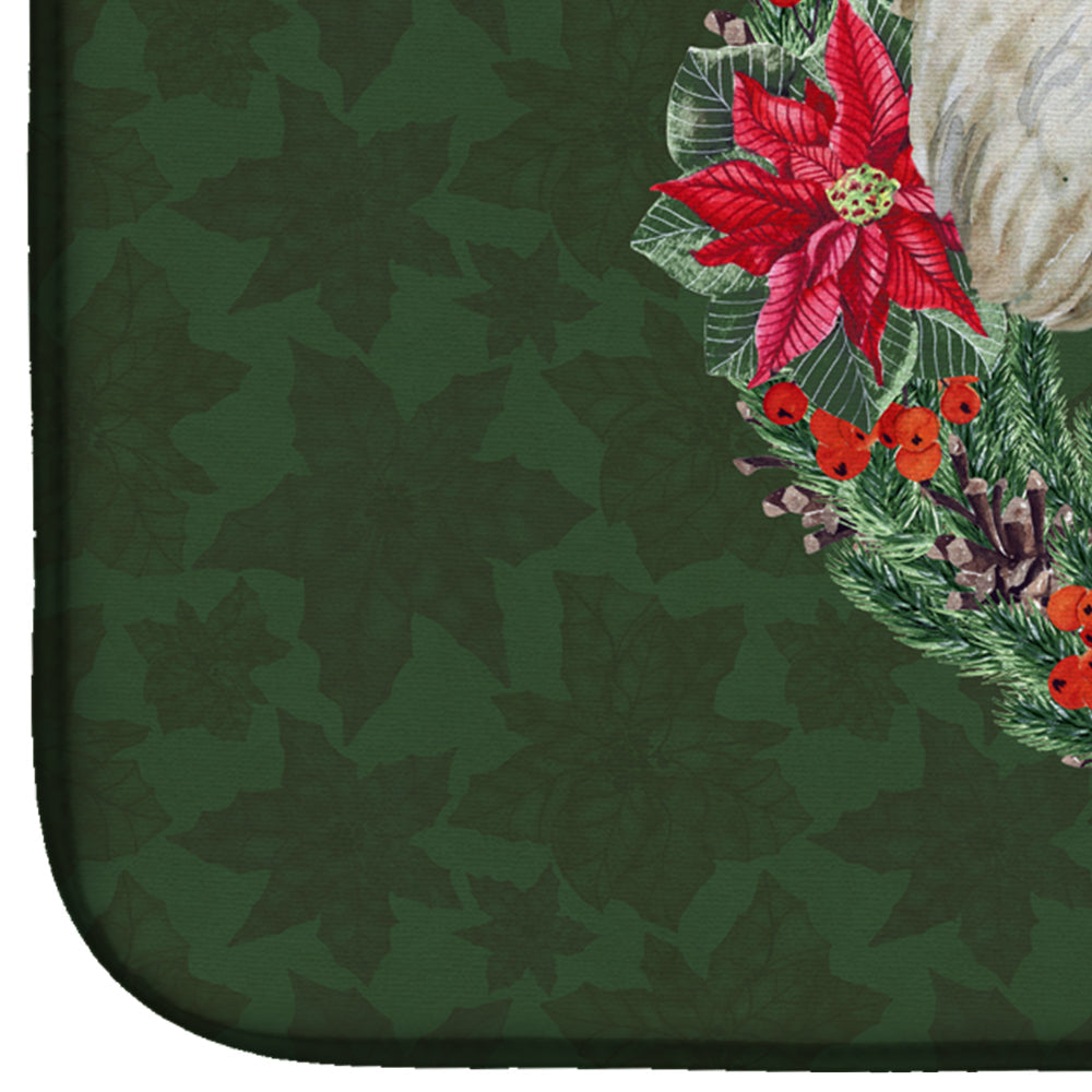 Sealyham Terrier Poinsetta Wreath Dish Drying Mat Absorbent Dish Drying Mat Pad for Kitchen Counter Dish Drainer Mat for Countertop, 14 x 21", Multicolor