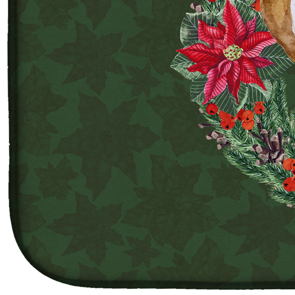 Beagle Poinsetta Wreath Dish Drying Mat Absorbent Dish Drying Mat Pad for Kitchen Counter Dish Drainer Mat for Countertop, 14 x 21", Multicolor