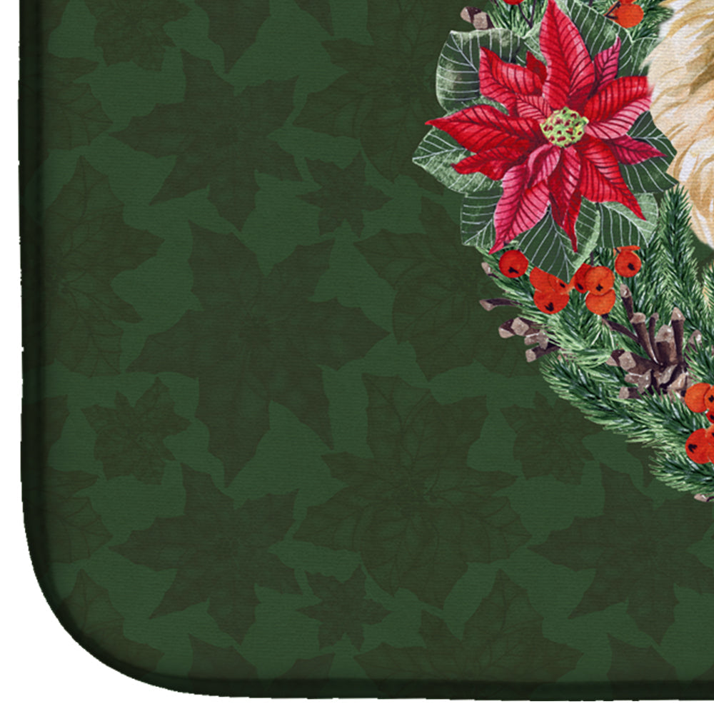 Cairn Terrier Poinsetta Wreath Dish Drying Mat Absorbent Dish Drying Mat Pad for Kitchen Counter Dish Drainer Mat for Countertop, 14 x 21", Multicolor