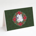 Samoyed Poinsetta Wreath Greeting Cards Pack of 8 Blank Cards with Envelopes Whimsical A7 Size 5x7