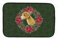Italian Greyhound Poinsetta Wreath Dish Drying Mat Absorbent Dish Drying Mat Pad for Kitchen Counter Dish Drainer Mat for Countertop, 14 x 21", Multicolor