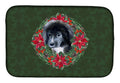 Newfoundland Puppy Poinsetta Wreath Dish Drying Mat Absorbent Dish Drying Mat Pad for Kitchen Counter Dish Drainer Mat for Countertop, 14 x 21", Multicolor