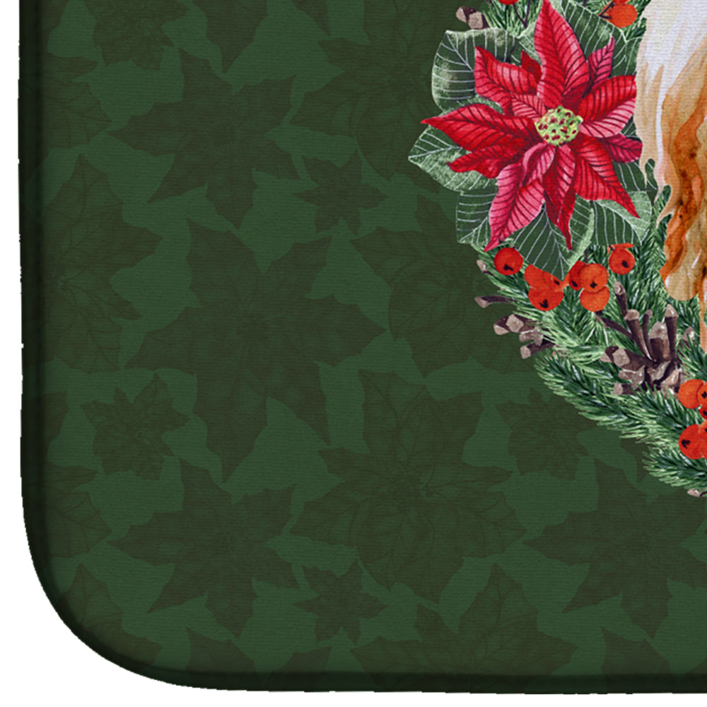 Afghan Hound Poinsetta Wreath Dish Drying Mat Absorbent Dish Drying Mat Pad for Kitchen Counter Dish Drainer Mat for Countertop, 14 x 21", Multicolor