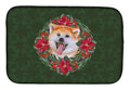 Akita Poinsetta Wreath Dish Drying Mat Absorbent Dish Drying Mat Pad for Kitchen Counter Dish Drainer Mat for Countertop, 14 x 21", Multicolor