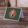 Basset Hound Poinsetta Wreath Greeting Cards Pack of 8 Blank Cards with Envelopes Whimsical A7 Size 5x7