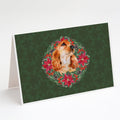 Cocker Spaniel Poinsetta Wreath Greeting Cards Pack of 8 Blank Cards with Envelopes Whimsical A7 Size 5x7