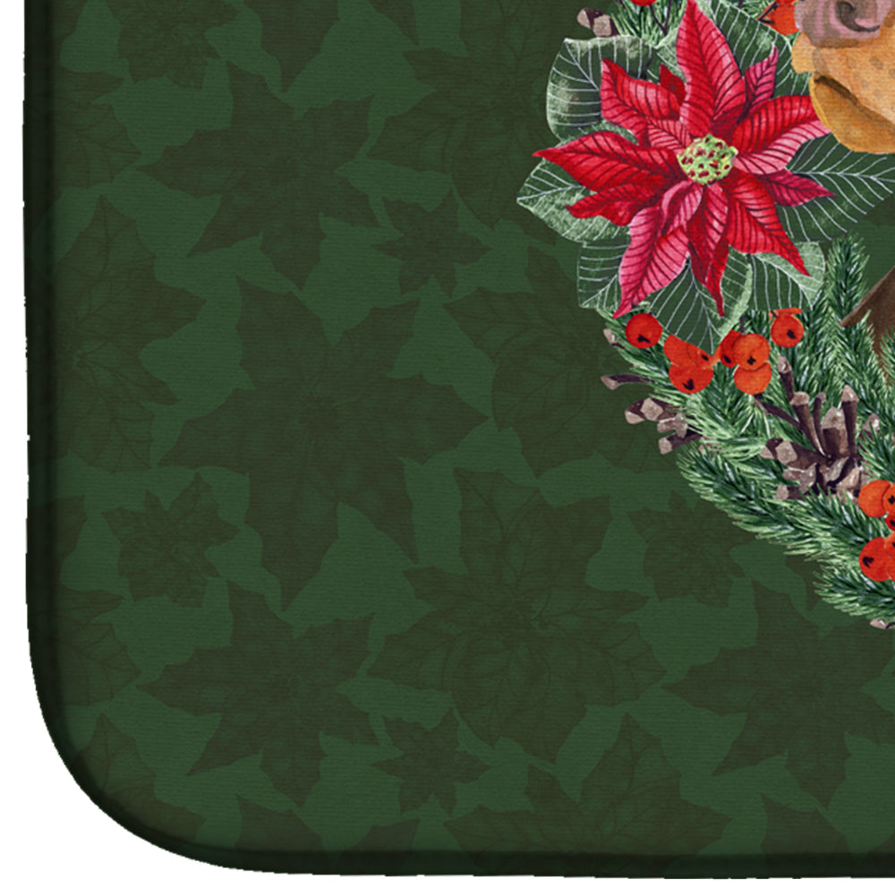 Doberman Pinscher Poinsetta Wreath Dish Drying Mat Absorbent Dish Drying Mat Pad for Kitchen Counter Dish Drainer Mat for Countertop, 14 x 21", Multicolor