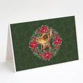 Doberman Pinscher Poinsetta Wreath Greeting Cards Pack of 8 Blank Cards with Envelopes Whimsical A7 Size 5x7