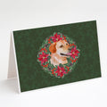 Labrador Retriever Poinsetta Wreath Greeting Cards Pack of 8 Blank Cards with Envelopes Whimsical A7 Size 5x7