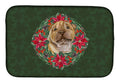 Shar Pei Puppy Poinsetta Wreath Dish Drying Mat Absorbent Dish Drying Mat Pad for Kitchen Counter Dish Drainer Mat for Countertop, 14 x 21", Multicolor