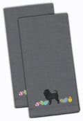 Affenpinscher Easter Gray Embroidered Towel Set of 2