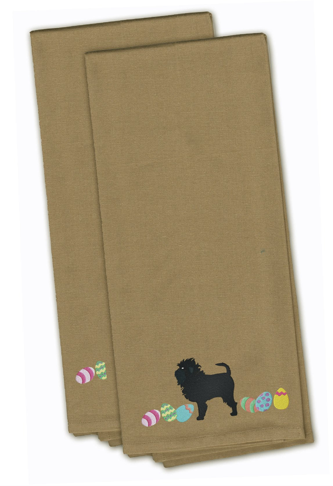 Affenpinscher Easter Tan Embroidered Towel Set of 2 Decorative Bathroom Guest Hand Towel for Hand, Face, Tea, Dishcloth, 19 X 25, Tan
