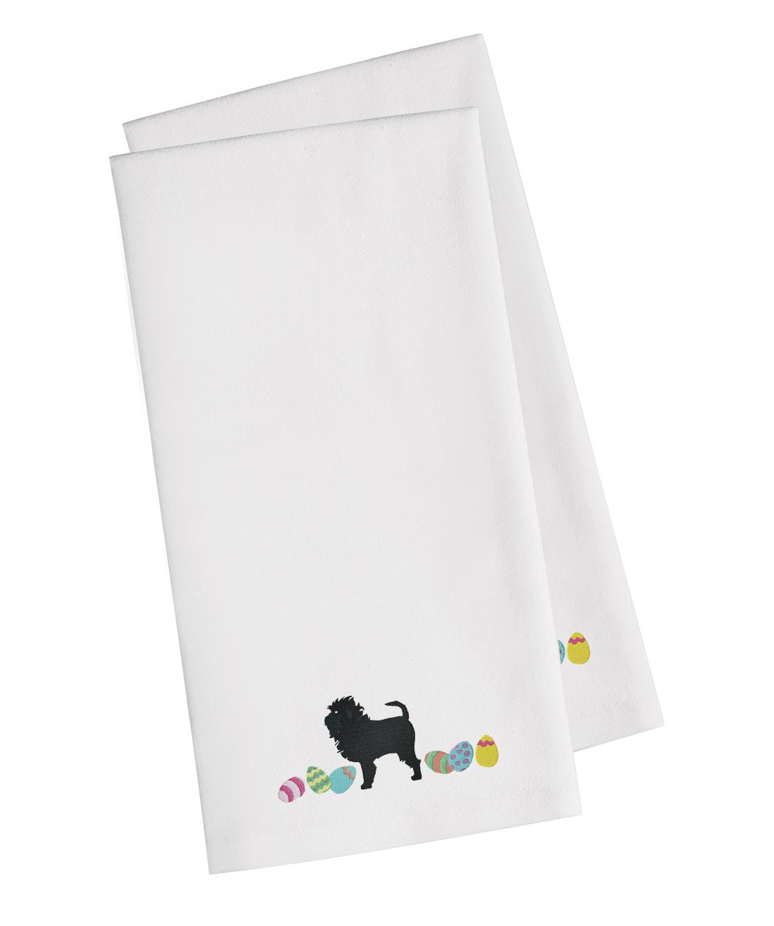 Affenpinscher Easter White Embroidered Towel Set of 2 Decorative Bathroom Guest Hand Towel for Hand, Face, Tea, Dishcloth, 19 X 25, White
