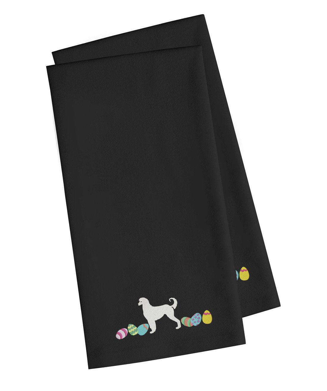 Afghan Hound Easter Black Embroidered Towel Set of 2 Decorative Bathroom Guest Hand Towel for Hand, Face, Tea, Dishcloth, 19 X 25, Black