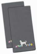 Afghan Hound Easter Gray Embroidered Towel Set of 2