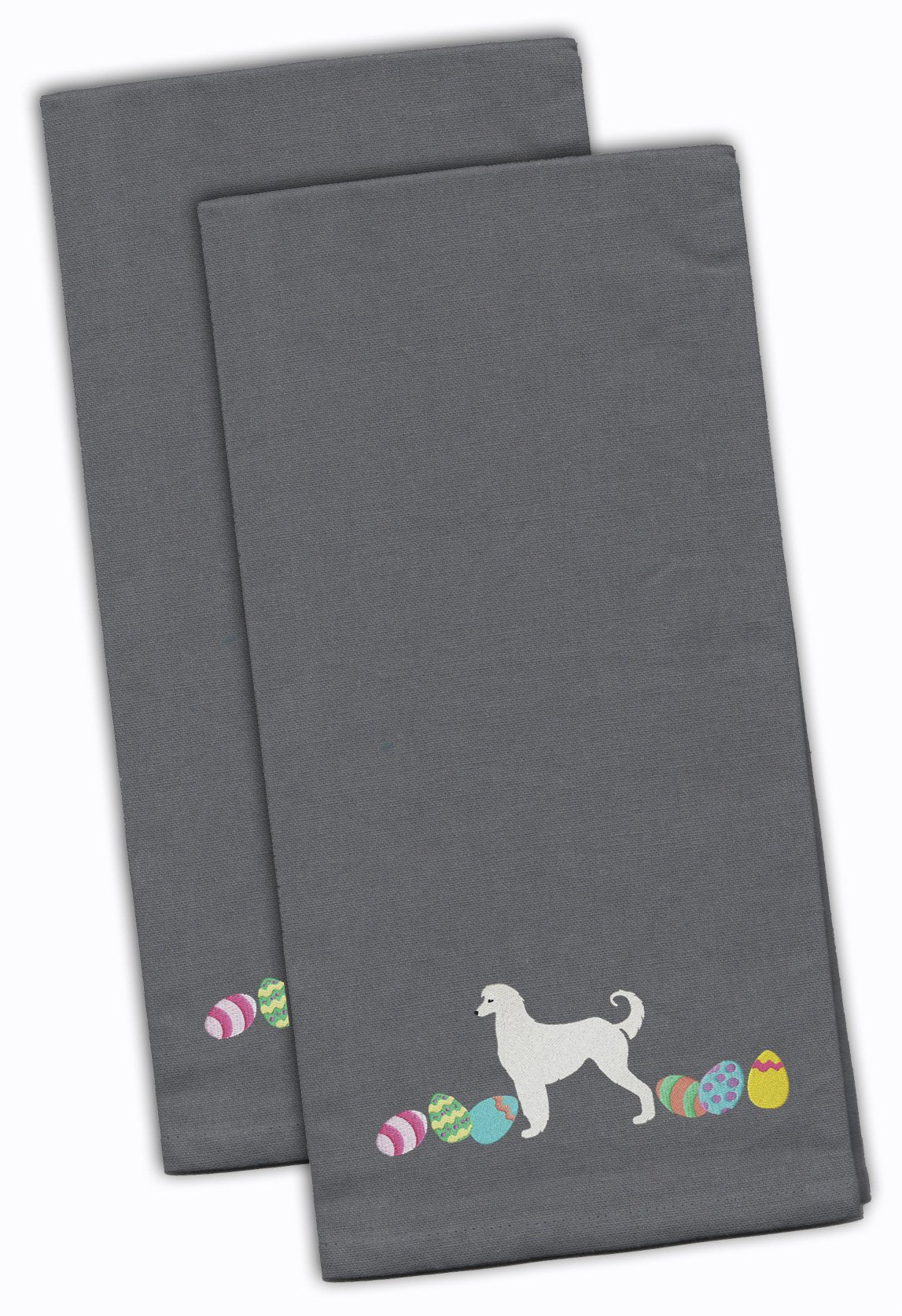 Afghan Hound Easter Gray Embroidered Towel Set of 2