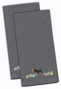 Airedale Terrier Easter Gray Embroidered Towel Set of 2